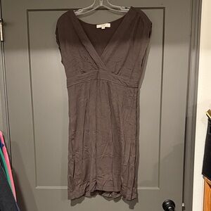 LOFT Brown V-Neck Midi Dress